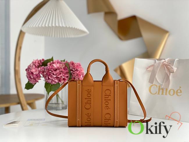 Okify Chloe Small Woody Tote Bag in Caramel 26x20x8cm - 1