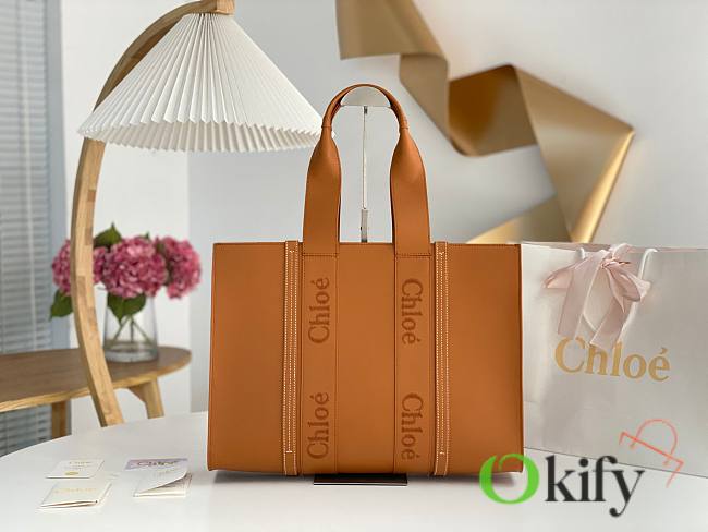 Okify Chloe Large Woody Tote Bag in Caramel 45x33x13cm - 1