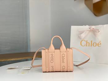 Okify Chloe Mini Woody Tote Bag in Light Pink 20x14x6cm