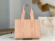 Okify Chloe Medium Woody Tote Bag in light pink 37x26x12cm - 1