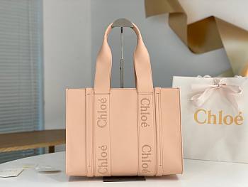 Okify Chloe Medium Woody Tote Bag in light pink 37x26x12cm