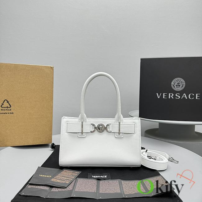 Okify Versace Croc-Effect Medusa 95 Small Tote Bag in White 22x14x6cm  - 1