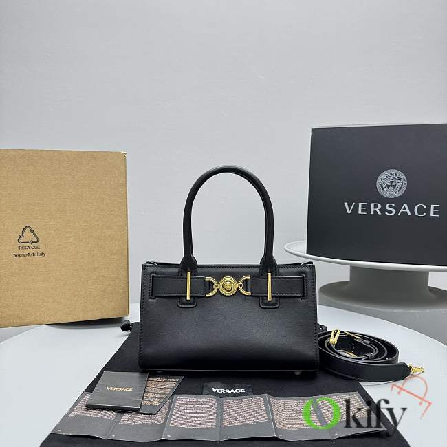 Okify Versace Croc-Effect Medusa 95 Small Tote Bag in Black 22x14x6cm  - 1