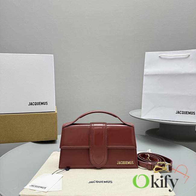 Okify Jacquemus Large Le Grand Bambino In Burgundy 24x13x7cm - 1