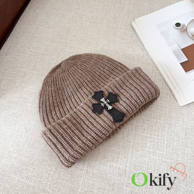 Okify Chrome Hearts Light Brown Beanie Hat 17816 - 1