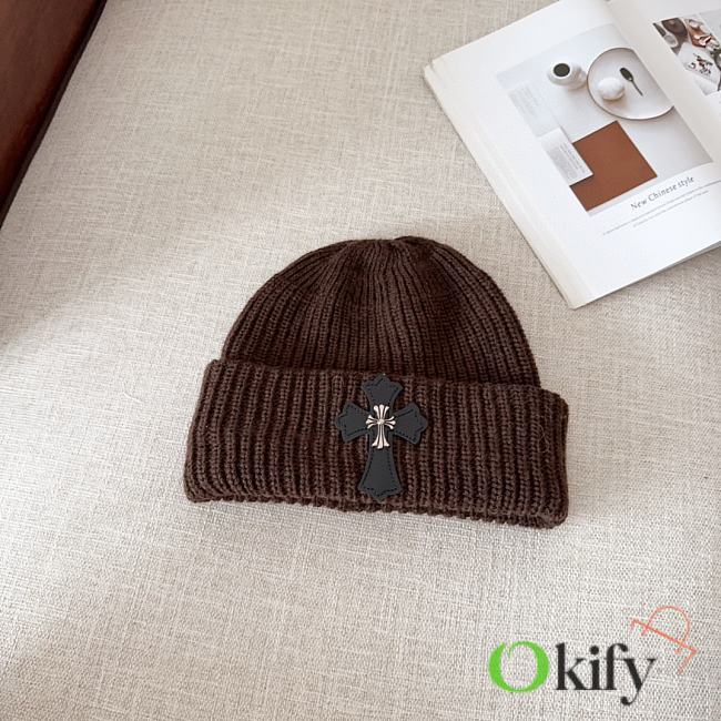 Okify Chrome Hearts Dark Brown Beanie Hat 17818 - 1