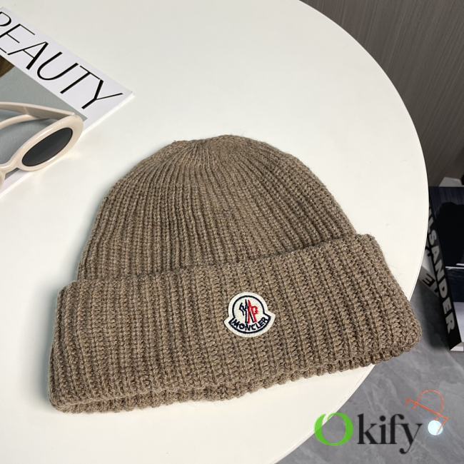 Okify Moncler Light Brown Beanie Hat 17823 - 1