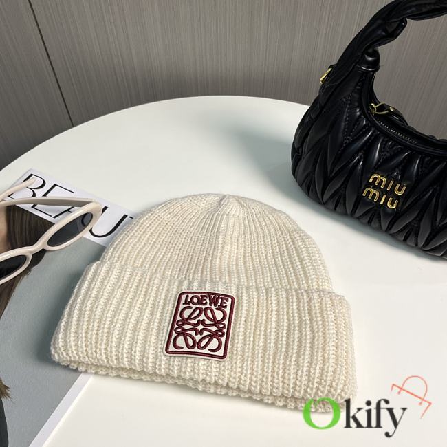 Okify Loewe White Beanie Hat 17832 - 1