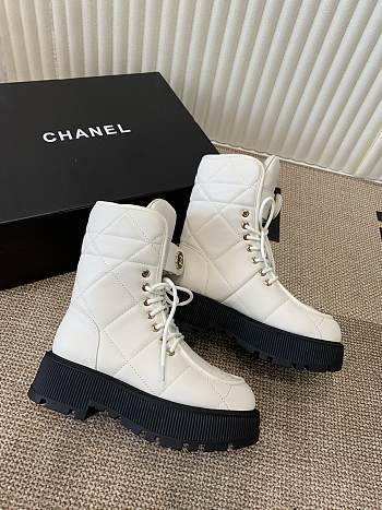 Okify Chanel White Short Boots 35-40 17849