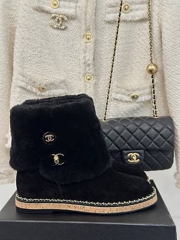 Okify Chanel Chain Black Snow Boots 35-41