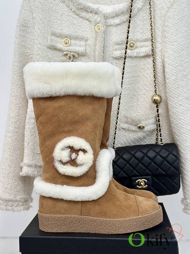 Okify Chanel Brown Snow Boots With Logo Wool 35-41 - 1