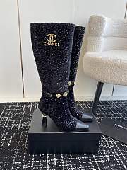 Okify Chanel black square head stiletto high heel boots 35-42 - 4