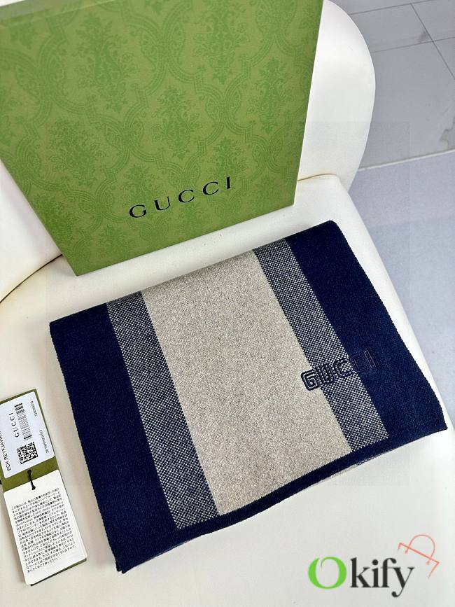 Okify Gucci Men Blue Scarf 180x32cm 17872 - 1