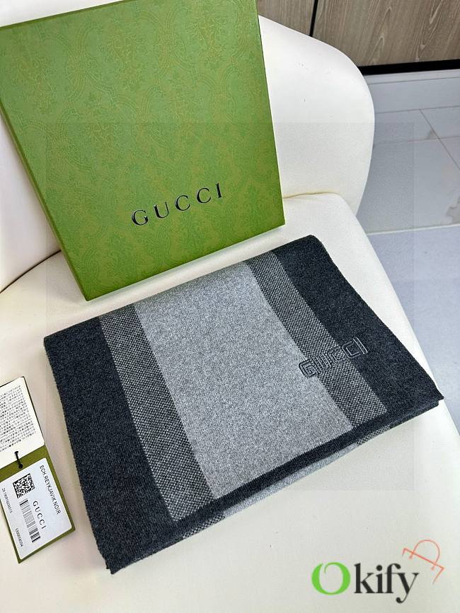 Okify Gucci Men Gray/Grey Scarf 180x32cm 17873 - 1