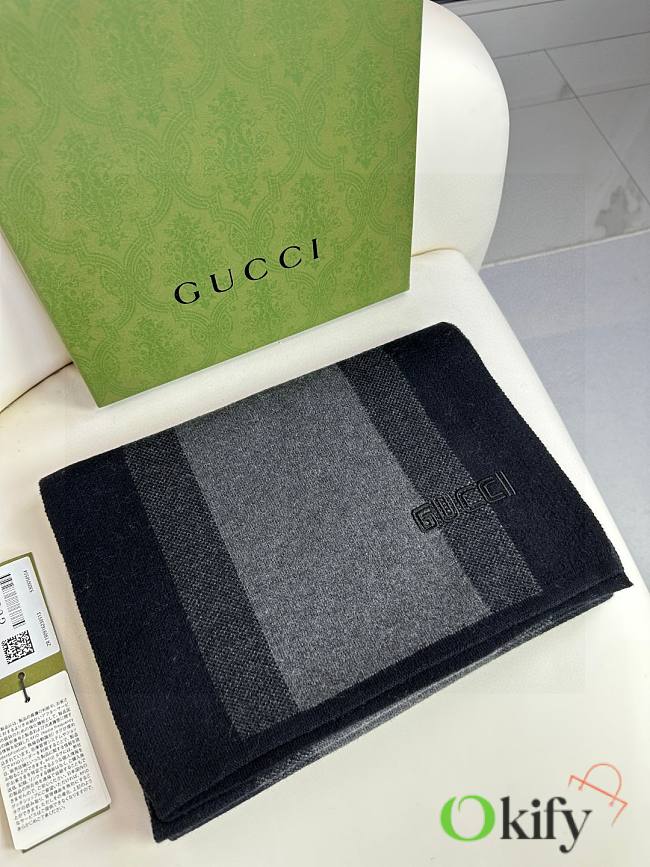 Okify Gucci Men Black Scarf 180x32cm 17874 - 1