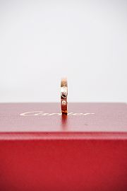 Okify Cartier narrow single diamond logo 18K rose gold ring - 1