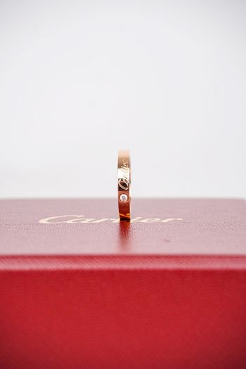 Okify Cartier narrow single diamond logo 18K rose gold ring