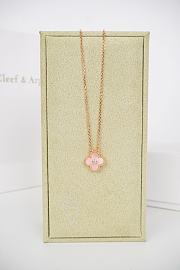 Okify VCA 18K Gold Carnelian Single Pink Flower Necklace 38-42cm - 1