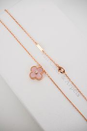 Okify VCA 18K Gold Carnelian Single Pink Flower Necklace 38-42cm - 3