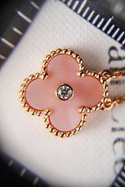 Okify VCA 18K Gold Carnelian Single Pink Flower Necklace 38-42cm - 4