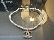 Okify Chanel Pearl Logo Charm Necklace 17880 - 1