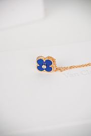 Okify VCA 18K Gold Carnelian Single Dark Blue Flower Necklace 38-42cm - 3