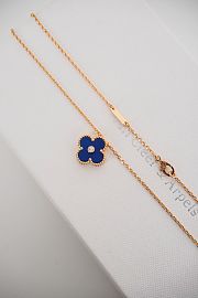 Okify VCA 18K Gold Carnelian Single Dark Blue Flower Necklace 38-42cm - 2