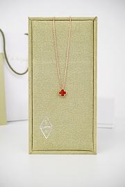 Okify VCA 18K Gold Four-Leaf Clover Red Necklace 40cm - 1