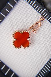 Okify VCA 18K Gold Four-Leaf Clover Red Necklace 40cm - 4