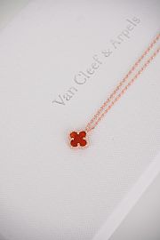 Okify VCA 18K Gold Four-Leaf Clover Red Necklace 40cm - 2