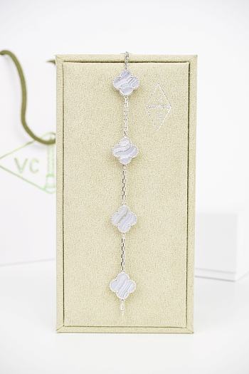 Okify VCA Purple Chalcedony Five-Flower 18K Silver Bracelet 15-19.5 cm