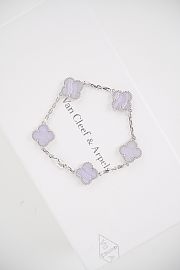 Okify VCA Purple Chalcedony Five-Flower 18K Silver Bracelet 15-19.5 cm - 4