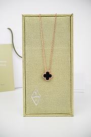 Okify VCA 18K Gold Four-Leaf Clover Black Necklace 40cm - 1