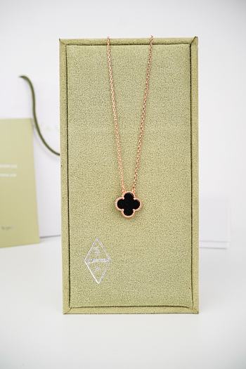 Okify VCA 18K Gold Four-Leaf Clover Black Necklace 40cm