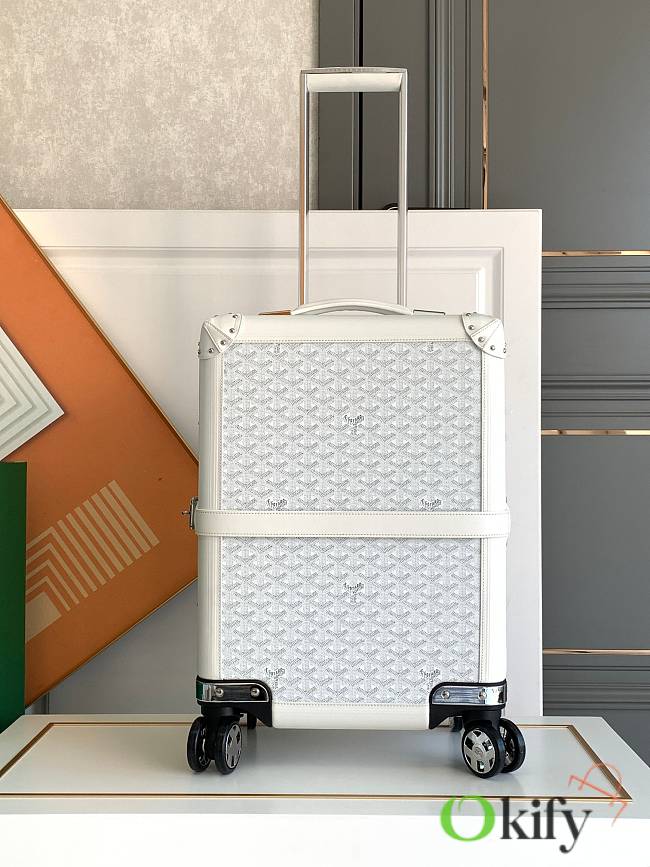 Okify Goyard Bourget PM Trolley Case In White 36x24x50cm  - 1