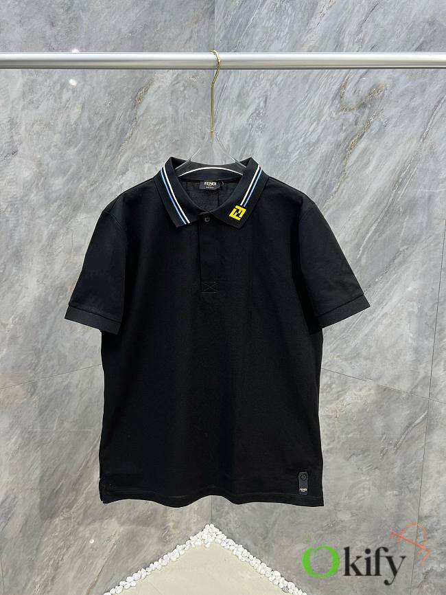 Okify Fendi short-sleeved polo shirt in black - 1