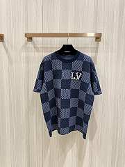 Okify Louis Vuitton Checkerboard knitted short-sleeve T-shirt S-XL - 1