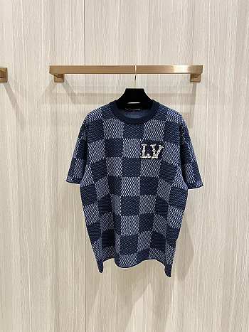 Okify Louis Vuitton Checkerboard knitted short-sleeve T-shirt S-XL