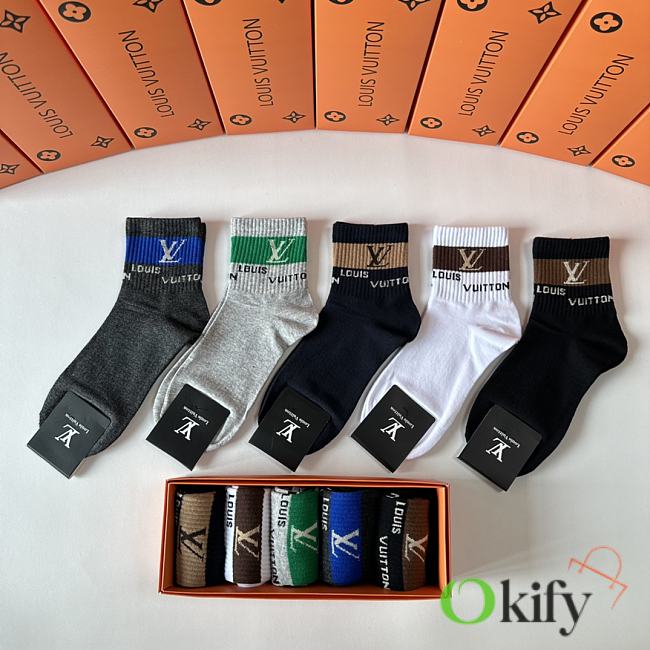 Okify Louis Vuitton Set 5 mid-length stacked socks 17953 - 1