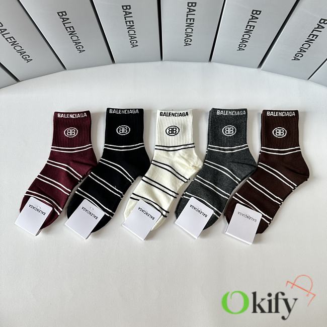 Okify Balenciaga Set 5 mid-length stacked socks 17954 - 1