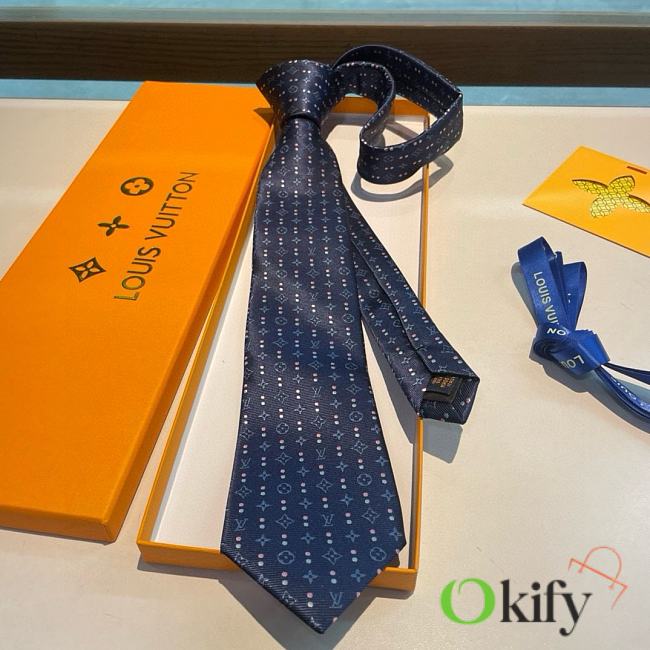 Okify Louis Vuitton Dark Blue Tie 17968 - 1