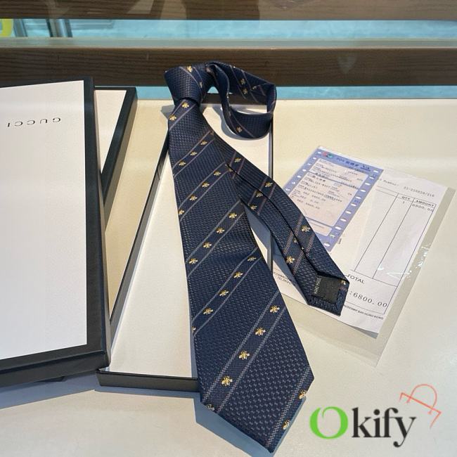 Okify Gucci Navy Blue Tie 17976 - 1