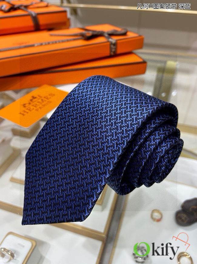 Okify Hermes Navy Blue Tie 18000 - 1