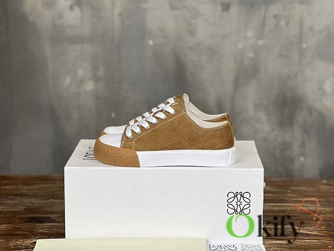 Okify Loewe Bloc Brown Denim Sneakers For Women 35-40 - 1