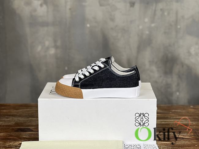 Okify Loewe Bloc Black Denim Sneakers For Women 35-40 - 1