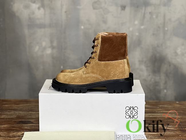 Okify Loewe Sierra brown suede short boots for women 35-40 - 1