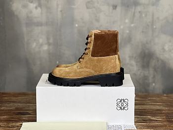 Okify Loewe Sierra brown suede short boots for women 35-40