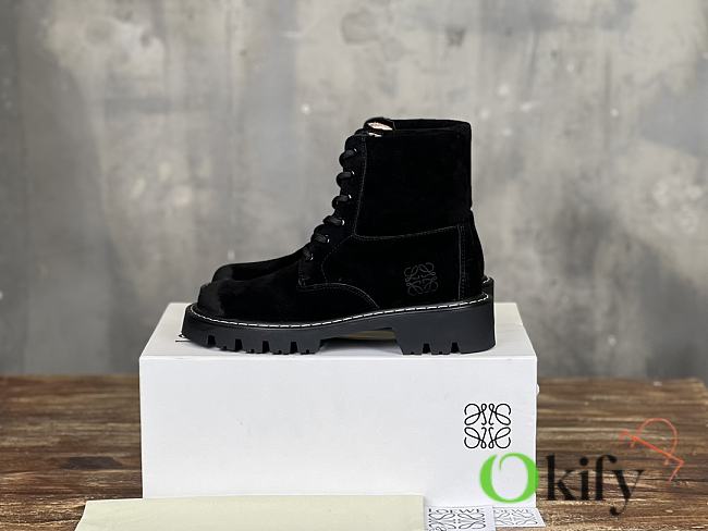 Okify Loewe Sierra black suede short boots for women 35-40 - 1