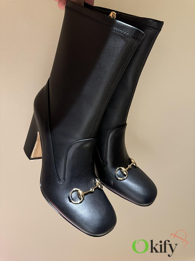 Okify Gucci Black Horsebit Boots High Heels 35-39 - 1