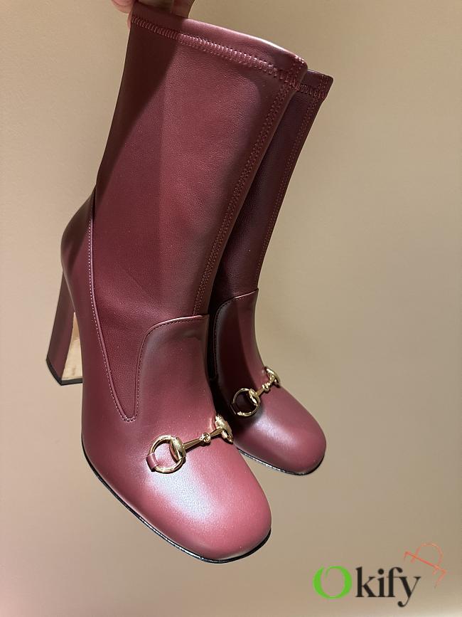 Okify Gucci Red Horsebit Boots High Heels 35-39 - 1